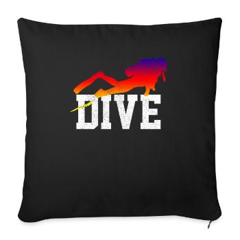 Diving Funny Vintage Diver Gift - Sofa pillowcase 17,3'' x 17,3'' (45 x 45 cm) - black - Front