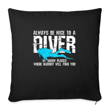 Diving Funny Vintage Diver Gift - Sofa pillowcase 17,3'' x 17,3'' (45 x 45 cm) - black - Front
