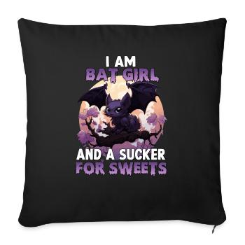 Halloween Costume Bat Girl Kawaii Anime Cosplay - Housse de coussin décorative 45 x 45 cm - noir - Devant