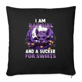 Halloween Costume Bat Girl Cosplay Kawaii - Housse de coussin décorative 45 x 45 cm - noir - Devant