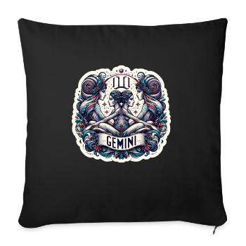 Zodiac sign Gemini - Sofa pillowcase 17,3'' x 17,3'' (45 x 45 cm) - black - Front