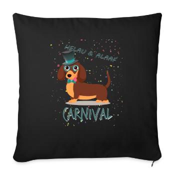 Gentleman, Dachshund, Carnival, Carnival, Helau Alaaf - Sofa pillowcase 17,3'' x 17,3'' (45 x 45 cm) - black - Front