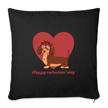 dachshund, love, valentine's day, valentine's day - Sofa pillowcase 17,3'' x 17,3'' (45 x 45 cm) - black - Front