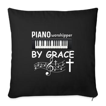 Christlicher Pianist Jesus Klavierspieler Musiker - Sofakissenbezug 45 x 45 cm - Schwarz - Vorne