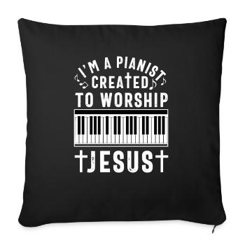Christlicher Pianist Jesus Klavierspieler Musiker - Sofakissenbezug 45 x 45 cm - Schwarz - Vorne