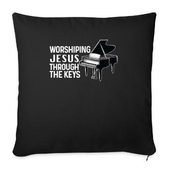 Christlicher Pianist Jesus Klavierspieler Musiker - Sofakissenbezug 45 x 45 cm - Schwarz - Vorne