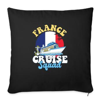 Voyage de vacances en famille France Cruise Squad - Housse de coussin décorative 45 x 45 cm - noir - Devant