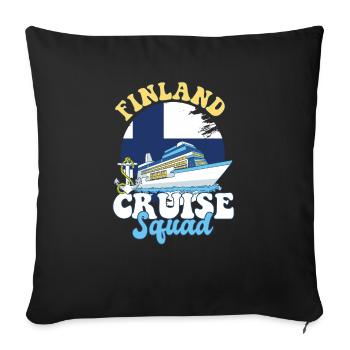 Voyage de vacances en famille avec l’escouade de croisière en Finlande - Housse de coussin décorative 45 x 45 cm - noir - Devant
