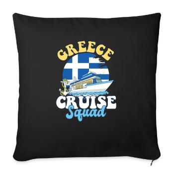 Voyage de vacances en famille à l’escouade de croisière en Grèce - Housse de coussin décorative 45 x 45 cm - noir - Devant