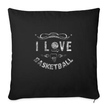 Hoops Enthusiast - 'I Love Basketball' - Sofa pillowcase 17,3'' x 17,3'' (45 x 45 cm) - black - Front