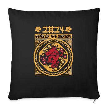 Nouvel An chinois Année du Dragon 2024 - Housse de coussin décorative 45 x 45 cm - noir - Devant