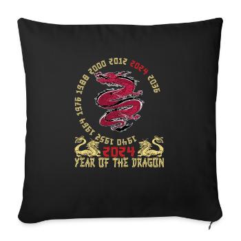 Nouvel An chinois Année du Dragon 2024 - Housse de coussin décorative 45 x 45 cm - noir - Devant