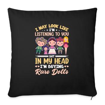 Collectible Doll Porcelain Doll Antique - Sofa pillowcase 17,3'' x 17,3'' (45 x 45 cm) - black - Front