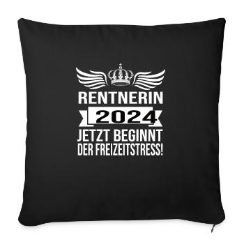 Pension 2024 Pensionärin 2024 Rente 2024 - Sofakissenbezug 45 x 45 cm - Schwarz - Vorne
