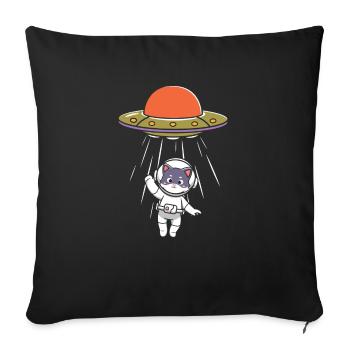 Cat Astronaut UFO Cat Lover Funny Alien - Sofa pillowcase 17,3'' x 17,3'' (45 x 45 cm) - black - Front