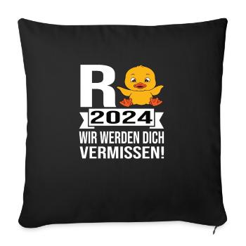 Pension 2024 Pensionärin 2024 Rente 2024 - Sofakissenbezug 45 x 45 cm - Schwarz - Vorne