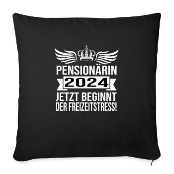 Pension 2024 Pensionärin 2024 Rente 2024 - Sofakissenbezug 45 x 45 cm - Schwarz - Vorne