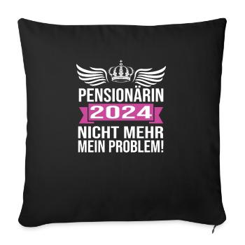 Pension 2024 Pensionärin 2024 Rente 2024 - Sofakissenbezug 45 x 45 cm - Schwarz - Vorne