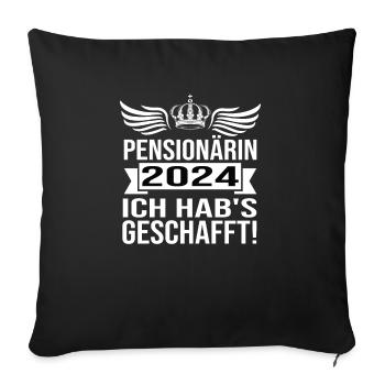 Pension 2024 Pensionärin 2024 Rente 2024 - Sofakissenbezug 45 x 45 cm - Schwarz - Vorne