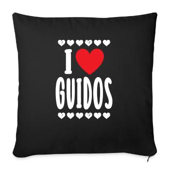 prénom t-shirt j’aime Guido t-shirt idée cadeau - Housse de coussin décorative 45 x 45 cm - noir - Devant