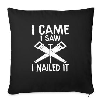 Saw, Nail, - Le voyage d’un charpentier - Housse de coussin décorative 45 x 45 cm - noir - Devant