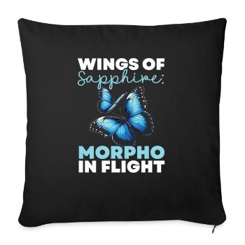 Papillon Amoureux Insecte Bug Bleu Morpho Papillon - Housse de coussin décorative 45 x 45 cm - noir - Devant