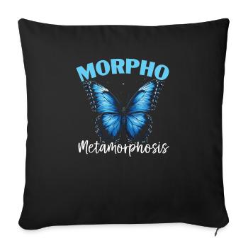 Papillon amoureux insecte insecte bleu Morpho papillon - Housse de coussin décorative 45 x 45 cm - noir - Devant