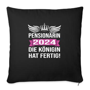 Pension 2024 Pensionärin 2024 Rente 2024 - Sofakissenbezug 45 x 45 cm - Schwarz - Vorne