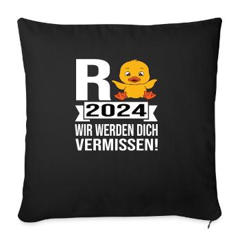 Pension 2024 Pensionärin 2024 Rente 2024 - Sofakissenbezug 45 x 45 cm - Schwarz - Vorne