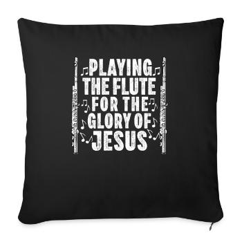 Flûtiste Chrétien Femmes Filles Hommes Flûtiste - Housse de coussin décorative 45 x 45 cm - noir - Devant