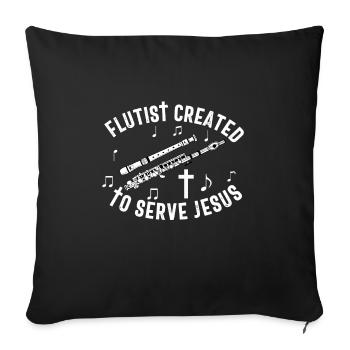 Flûtiste Chrétien Femmes Filles Hommes Flûtiste - Housse de coussin décorative 45 x 45 cm - noir - Devant