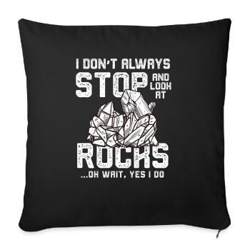 I Don't Always Stop And Look At Rocks Oh Wait Yes - Sofa pillowcase 17,3'' x 17,3'' (45 x 45 cm) - black - Front