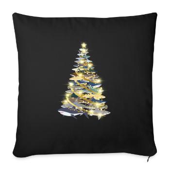 Shark Diver Christmas X-Mas Shark Christmas Tree - Sofa pillowcase 17,3'' x 17,3'' (45 x 45 cm) - black - Front