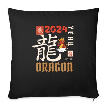 Nouvel An chinois Année du Dragon 2024 - Housse de coussin décorative 45 x 45 cm - noir - Devant