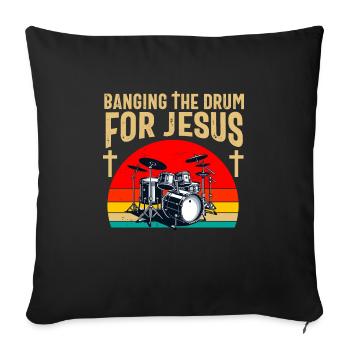 Christian Drummer Drum Player Stick Men Jesus - Sofa pillowcase 17,3'' x 17,3'' (45 x 45 cm) - black - Front