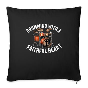 Christian Drummer Drum Player Stick Men Jesus - Sofa pillowcase 17,3'' x 17,3'' (45 x 45 cm) - black - Front