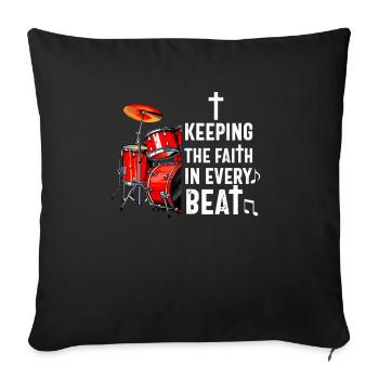 Tambour Chrétien Tambour Joueur Bâton Hommes Jésus - Housse de coussin décorative 45 x 45 cm - noir - Devant