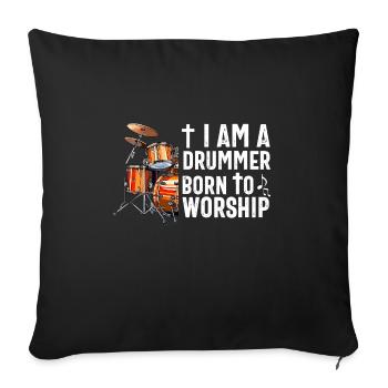 Tambour Chrétien Tambour Joueur Bâton Hommes Jésus - Housse de coussin décorative 45 x 45 cm - noir - Devant