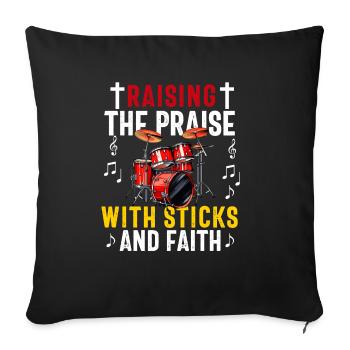 Tambour Chrétien Tambour Joueur Bâton Hommes Jésus - Housse de coussin décorative 45 x 45 cm - noir - Devant