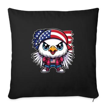 American flag teenager eagle - Sofa pillowcase 17,3'' x 17,3'' (45 x 45 cm) - black - Front