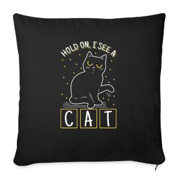 Amoureux des chats « Attendez, je vois le propriétaire du chaton » - Housse de coussin décorative 45 x 45 cm - noir - Devant