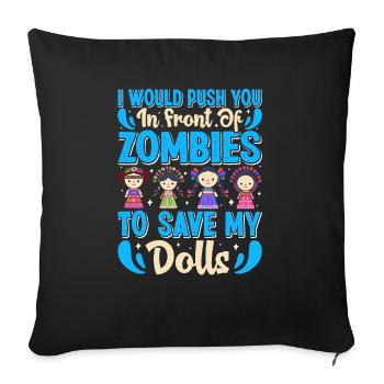 Collectible Doll Porcelain Doll Antique - Sofa pillowcase 17,3'' x 17,3'' (45 x 45 cm) - black - Front