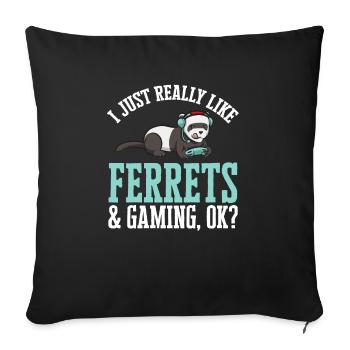 Furet, propriétaire de furet - Housse de coussin décorative 45 x 45 cm - noir - Devant