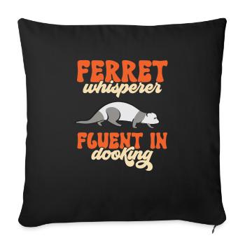 Furet, propriétaire de furet - Housse de coussin décorative 45 x 45 cm - noir - Devant
