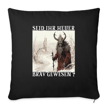Krampus Maske Krampus Kostüm Kramperl Böser - Sofakissenbezug 45 x 45 cm - Schwarz - Vorne