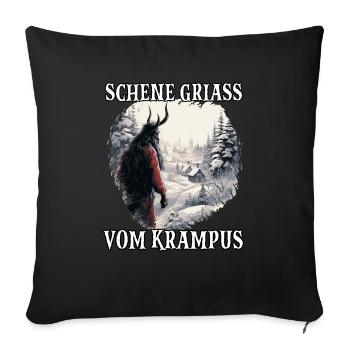 Krampus T Dämonischer Weihnachtsmann Kramperl - Sofakissenbezug 45 x 45 cm - Schwarz - Vorne