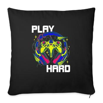 Play Hard Gamer Controller Neon Design - Sofakissenbezug 45 x 45 cm - Schwarz - Vorne