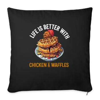 Chicken and Waffles Fried Chicken Wings Lover - Sofa pillowcase 17,3'' x 17,3'' (45 x 45 cm) - black - Front