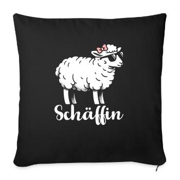 Chef Chefin Schaf Geschenk Schäfin Spruch - Sofakissenbezug 45 x 45 cm - Schwarz - Vorne