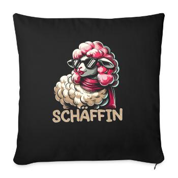 Chef Chefin Schaf Geschenk Schäfin Spruch - Sofakissenbezug 45 x 45 cm - Schwarz - Vorne
